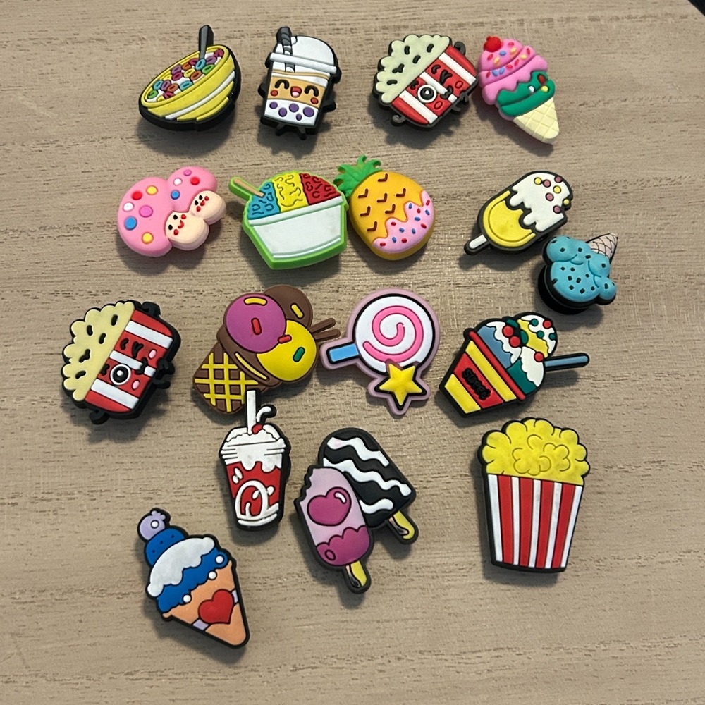 Junk Food Shoe Charms Set Of 17 Shoe Jewelry Popcorn Ice Cream Boba